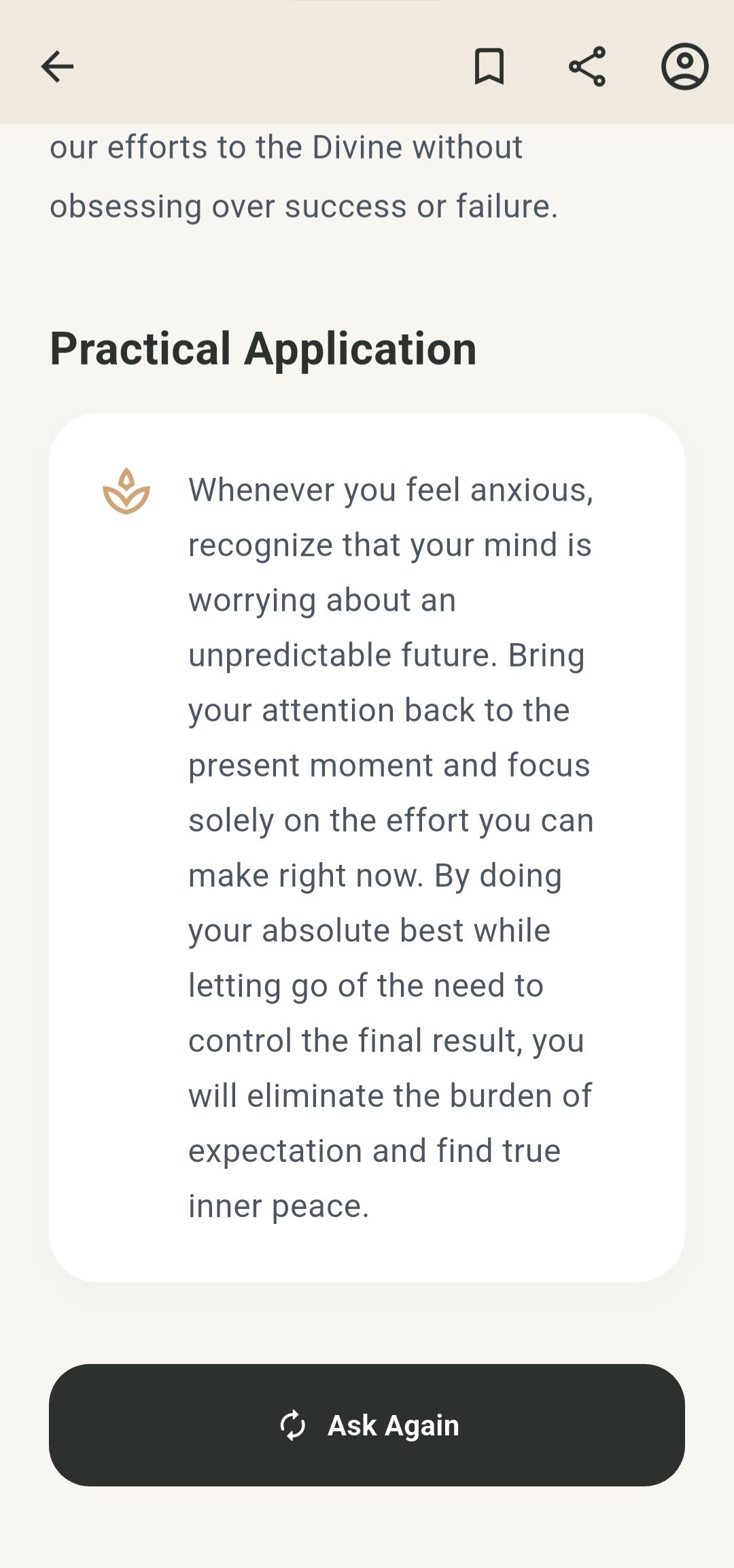 Practical application of the wisdom